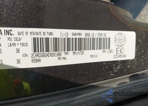 2014 Dodge Grand Caravan Se/Sxt z USA, uszkodzony, nr VIN 2C4RDGBGXER201089